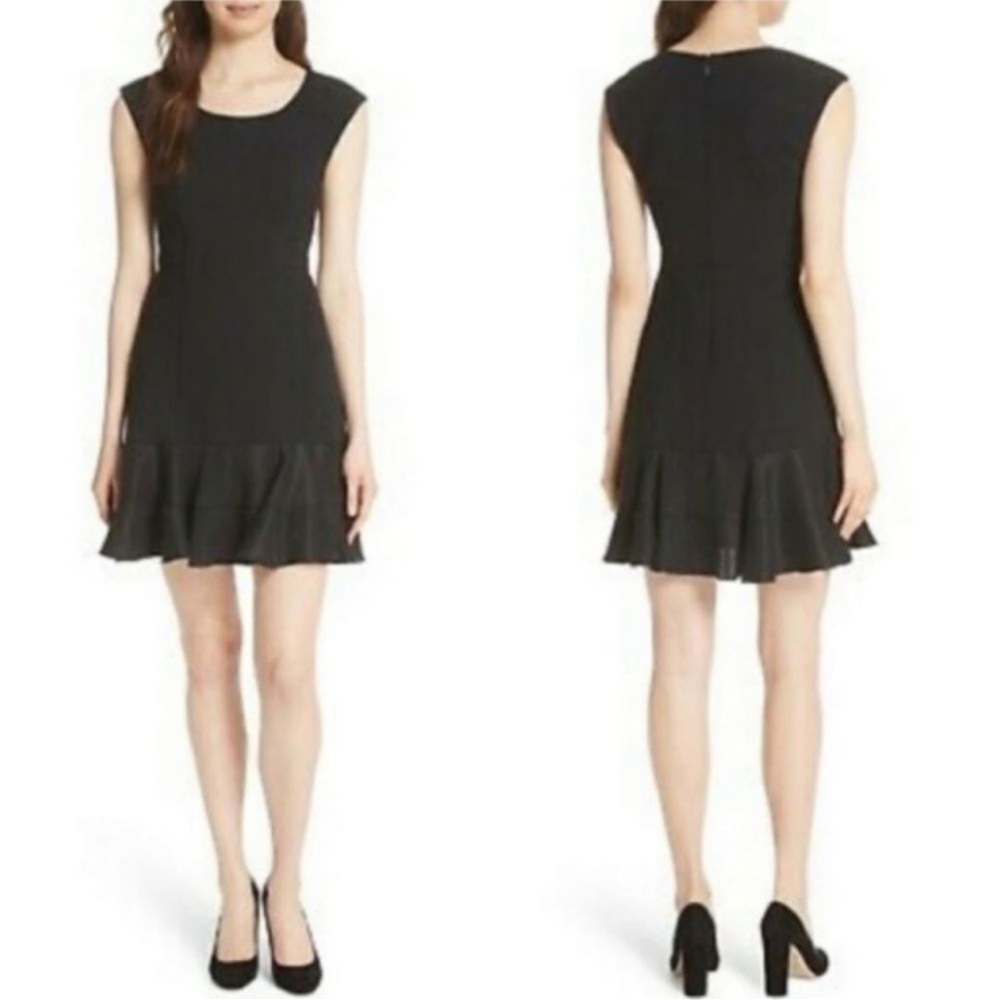 NWT REBECCA TAYLOR BLACK TERRI TWEED/SILK COCKTAIL DRESS SIZE 12